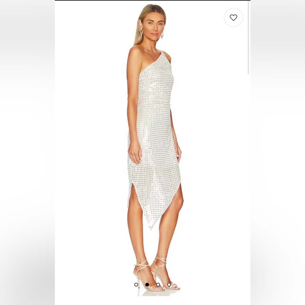 Asymmetrical One-Shoulder White Sequin Dress